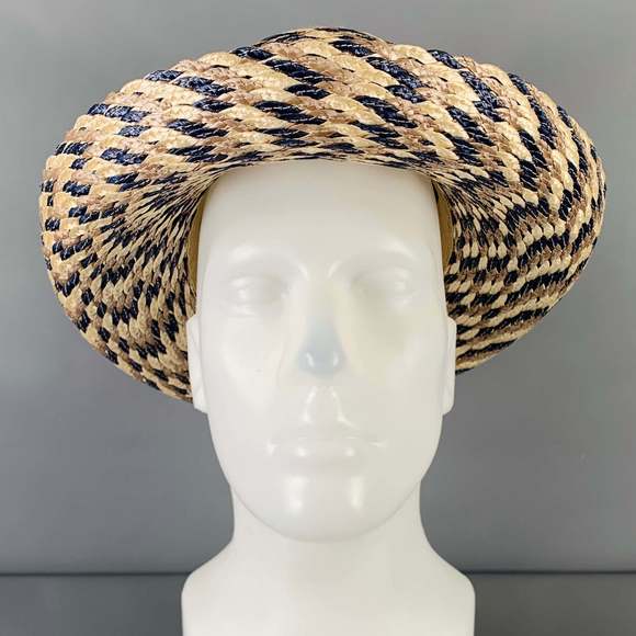 ERIC JAVITS One  Beige Blue Woven Hat - Picture 2 of 6